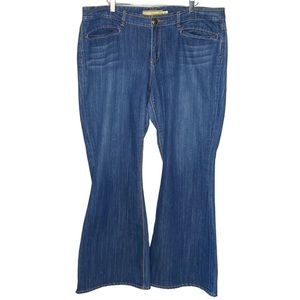 SEVEN7 LUXE WOMENS PLUS MID RISE FLARE BLUE JEANS SLIP FRONT POCKETS SZ 22 L